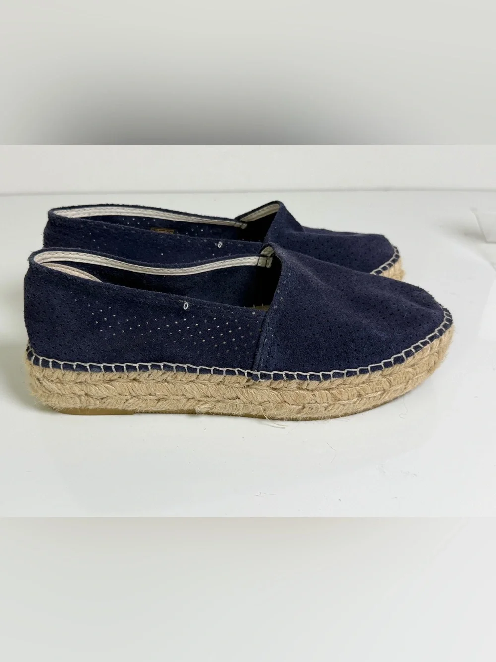 Espadrij L’Originale Women’s Navy Suede Platform Espadrille Loafer US 7.5-8 NWOT